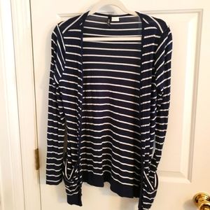 Molli & Mia L jrs navy/white striped open cardigan